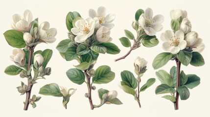 apple tree flowers white background