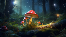 Magic Mushroom In The Forest