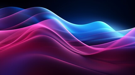 Poster - Vibrant neon lines and blurry glowing wave - abstract 3d wallpaper background
