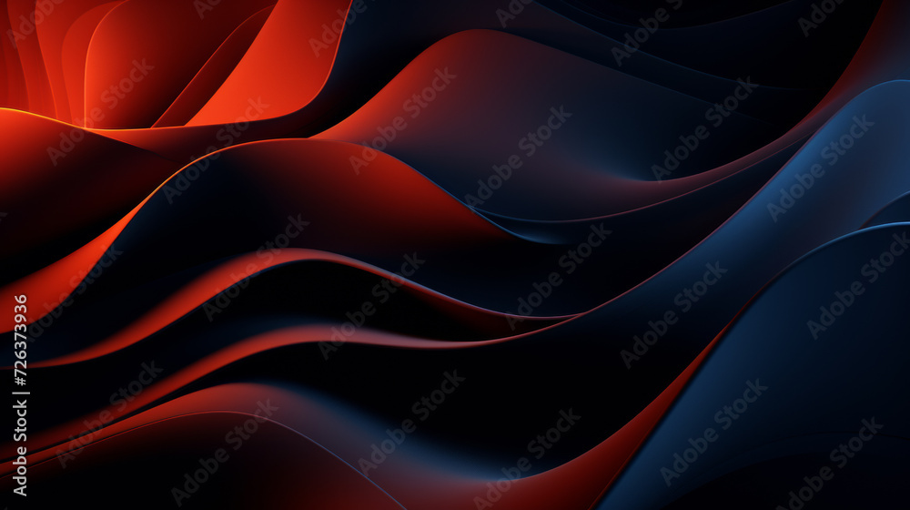 Abstract futuristic background with black and red wave shapes ...