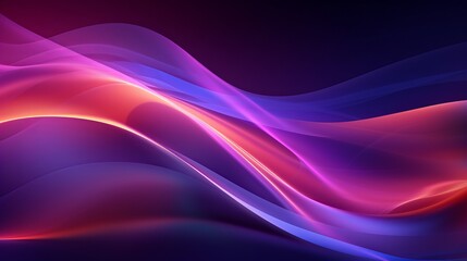 Poster - Vibrant neon lines and blurry glowing wave - abstract 3d wallpaper background
