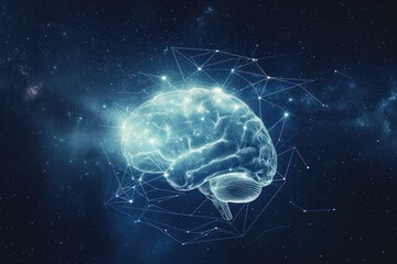 Poster - Brain constellation against a starry sky, representing neural connections with a cosmic twist