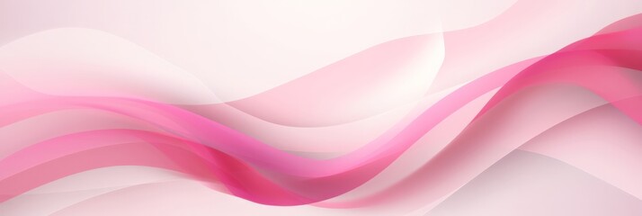 Poster - Elegant pink waves on a soft gradient, abstract design for breast cancer awareness