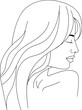 Half-face portrait of a woman drawn in line illustration style