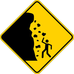 Wall Mural - Road Warning Sign, Falling Rocks , Falling Ice