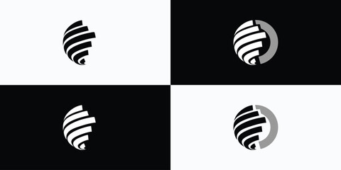 Aufkleber - Collection of global movement line shape illustration vector logo designs.