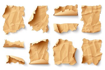 Aufkleber - A collection of torn pieces of paper on a plain white background. Suitable for various creative projects