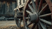 A Detailed Close-up Of A Wooden Wagon Wheel. Perfect For Rustic And Vintage-themed Designs