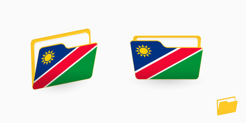 Wall Mural - Namibia flag on two type of folder icon.