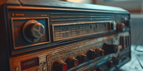 Aufkleber - An old radio sitting on top of a table. Perfect for adding a touch of nostalgia to any setting