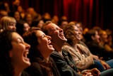 Fototapeta  - audience in a theater laughing at a standup comedians performance