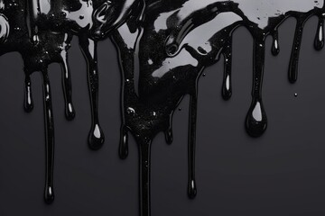Poster - A black and white photograph capturing the mesmerizing beauty of dripping liquid. Perfect for adding a touch of elegance and simplicity to any project