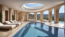 Swimming Pool With Jacuzzi In SPA At The Luxury Hotel, Peloponnesian, Greece
