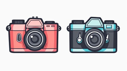 Aufkleber - Two cameras placed together on a surface