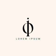 Fototapete - Alphabet letters monogram icon logo OI or IO
