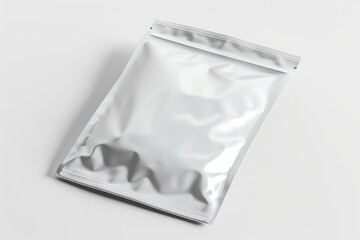 Aufkleber - A silver foil bag placed on a clean white surface. Can be used for packaging, gift wrapping, or product display