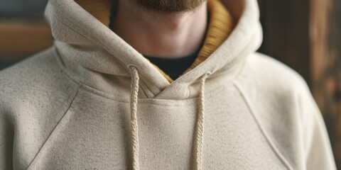 Poster - A man with a beard wearing a hoodie. Suitable for various uses