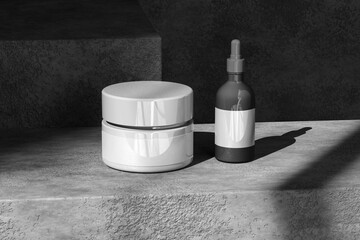 Wall Mural - jar mockup and bottle serum mockup for cosmetic product