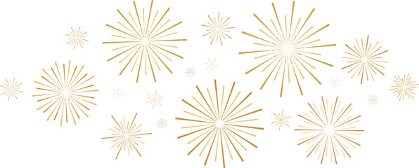 firework vector banner, holiday celebration border, isolated clip art element set