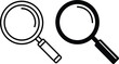 © Ali - Search icon set. Magnifying glass vector collection for research information concept. Magnifying glass icon in trendy line style and flat magnifier or loupe sign isolated on transparent background.