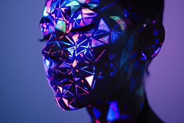 A man made of luminous particles. Surrealism concept
