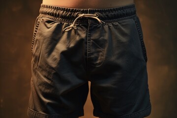 Aufkleber - A detailed view of a person wearing shorts. Suitable for various applications