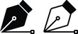 © Ali - Pen tool icon set, curve bezier cursor symbol equipment, drawing app interface element button. Flat or line black vector collection isolated on transparent background. Fountain Pen Multi Series.