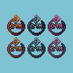 Poster - Pixel art stroke sets icon of 24hours redo variation color.24H sign icon on pixelated style. 8bits perfect for game asset or design asset element for your game design. Simple pixel art icon asset.