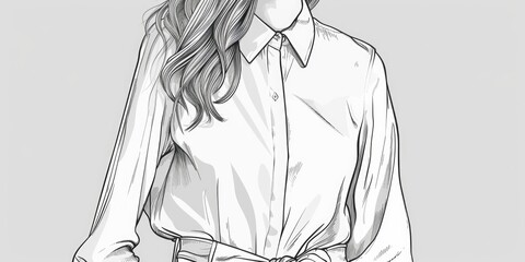 Poster - A detailed drawing of a woman with flowing long hair. This versatile image can be used for various creative projects