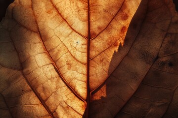 Poster - A close-up view of a single leaf with a gentle beam of light shining on it. Perfect for nature enthusiasts or those in need of a serene and peaceful image