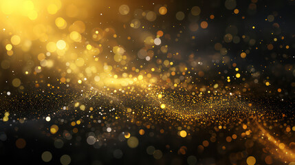 Wall Mural - yellow luxury glitter and bokeh particles, yellow bokeh background, holiday festival background