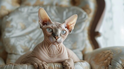 Aufkleber - A blue-eyed cat sitting on a chair. Perfect for pet lovers and animal-themed designs