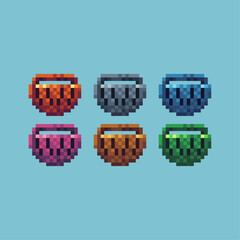 Poster - Pixel art sets icon of shopping bag variation color. shopping bag icon on pixelated style. 8bits perfect for game asset or design asset element for your game design. Simple pixel art icon asset.