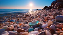 White Beach Colourful Pebbles UHD Wallpaper