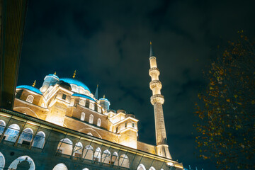 Wall Mural - Mosque view at night. Ramadan or islamic concept photo
