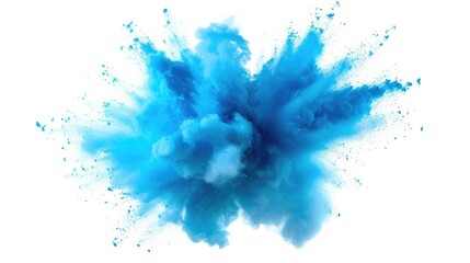 Poster - A vibrant blue powder cloud captured on a clean white background. Perfect for adding a splash of color and energy to various projects