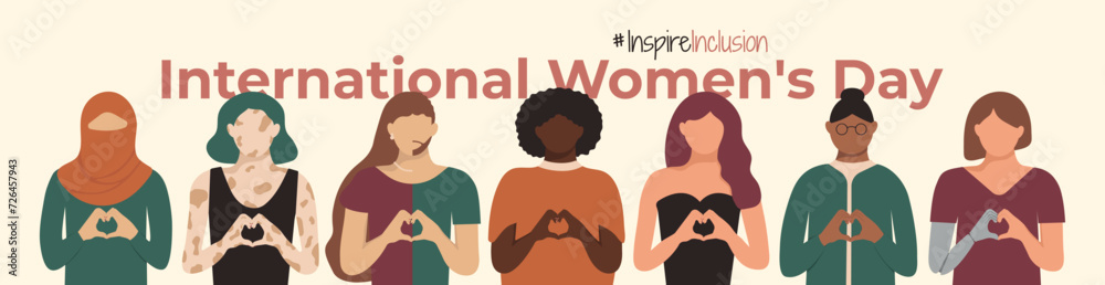 Inspire Inclusion 2024 International Women's Day banner. Diversity ...