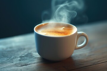 Poster - A cup of coffee with steam rising out of it. Perfect for coffee lovers or for illustrating a cozy morning routine