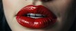 Close up of a red lips from a beautiful intimate young woman from Generative AI