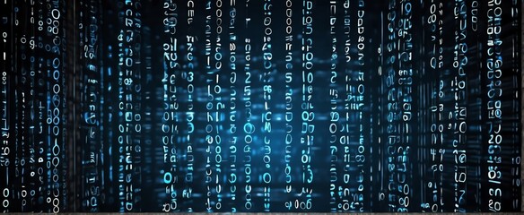 Blue theme Binary Code Background, Digital Abstract technology background, Cyber abstract background from Generative AI