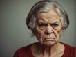 Angry grumpy senior elderly woman looking at the camera from Generative AI