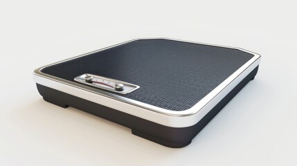 Poster - A black and silver scale is depicted on a white surface. This image can be used to represent precision, measurement, balance, or weight