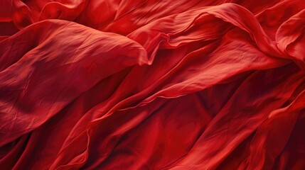 Poster - A detailed close-up of a vibrant red cloth placed on a bed. Versatile and suitable for various themes and concepts