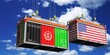 © PX Media - Shipping containers with flags of Afghanistan and USA - 3D illustration