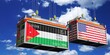 © PX Media - Shipping containers with flags of Jordan and USA - 3D illustration