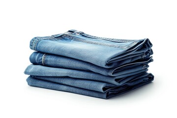 Aufkleber - A stack of blue jeans neatly piled on top of each other. Versatile image for fashion, retail, or clothing concepts