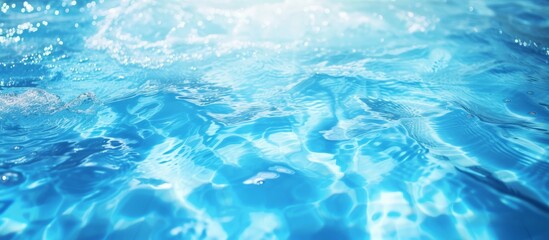 Poster - Blurry blue watercolor in swimming pool with rippled detail; background of water splash and spray.