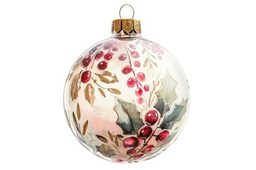 Poster - A festive Christmas ornament featuring holly leaves and berries. Perfect for holiday-themed designs and decorations