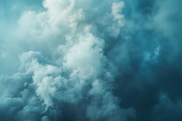 Poster - A plane soaring through a sky filled with fluffy clouds. Perfect for travel or aviation themes