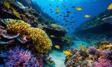Fototapeta Do akwarium - Ocean coral reef underwater. Sea world under water